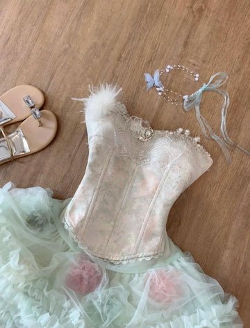 Niulatu Tulle Strapless A-Line Short Party Dresses Lace Homecoming Dress HZ1026